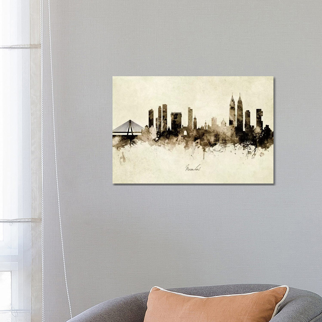 Mumbai Skyline India Bombay by Michael Tompsett - Wrapped Canvas Painting