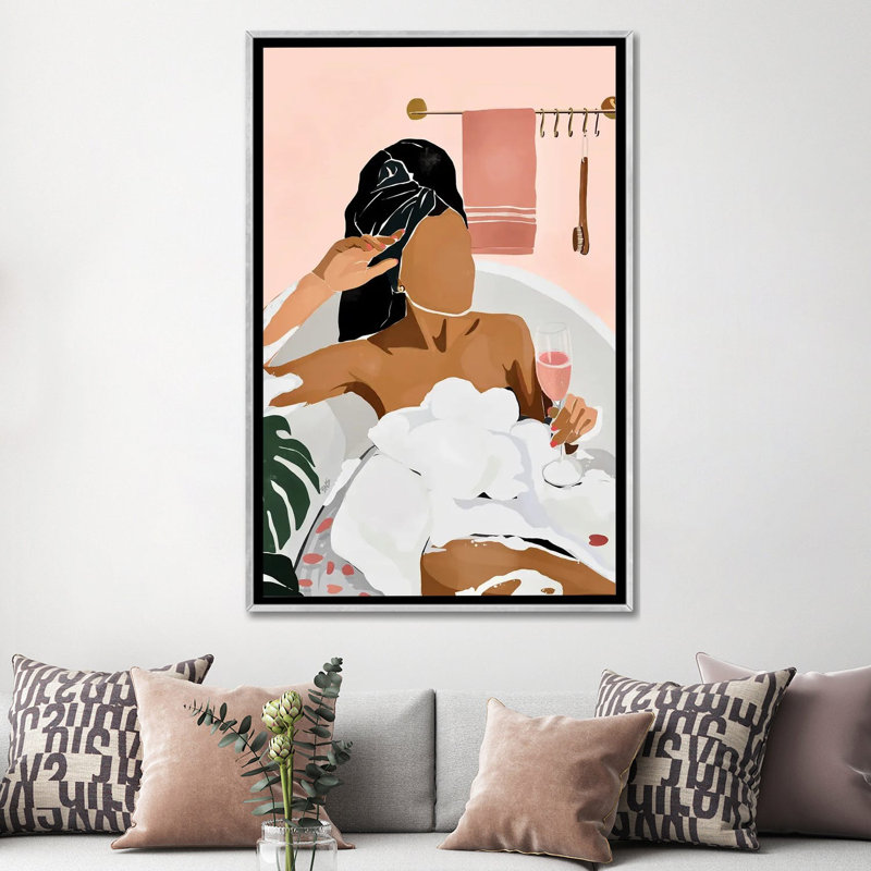 «Unwind» par Bria Nicole - impression d'art graphique, H 60 po x l 40po x P 1,5 po, Toile avec cadre argenté, Pas de tapis