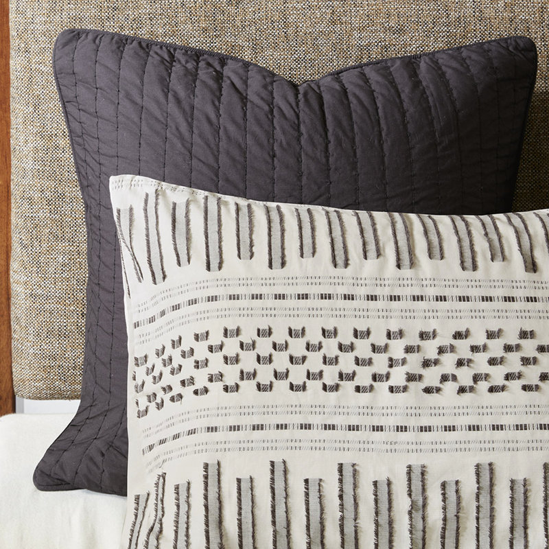 Literie 100% coton très grand / très grand - gris anthracite, fermeture à boutons, 4 coins attachés, couette confortable avec détails gris anthracite, coton, boutons, attaches de coin, chambre à coucher