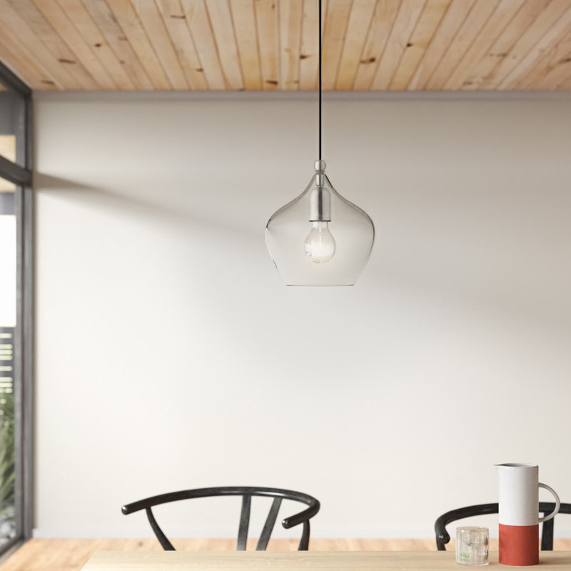 Luminaire suspendu géométrique à 1 lumière Neo, Nickel brossé