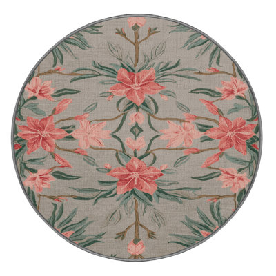 Machine Washable Botanical Gray Area Rug