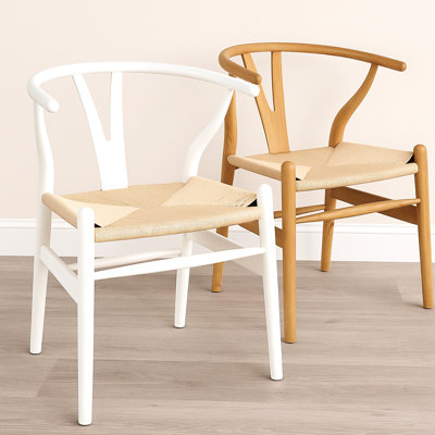 Finition blanche sur une chaise en bois de frêne massif, assise en corde de papier tissée à la main, profondeur 22 po, largeur 21 po, hauteur 30 po, poids de 24 lb, teinture à base d'huile, bois de frêne avec revêtement en tissu d'ameublement