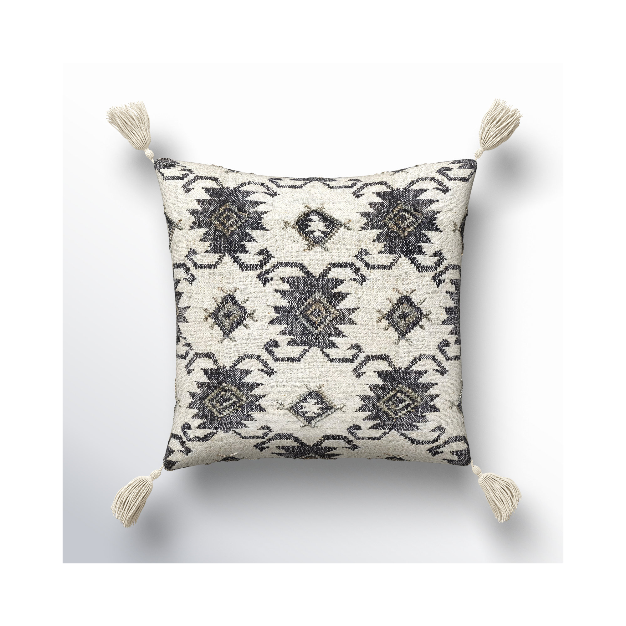 Peridan Tassels Jute / Sisal Throw Pillow, 20" x 20", Down