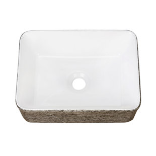 Lavabo vasque rectangulaire en céramique gris et blanc