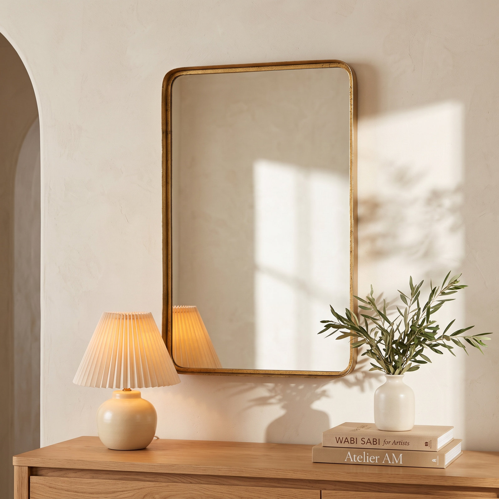 Rylie Metal Rectangle Wall Mirror, 30.25" H x 20.13", Antique Gold