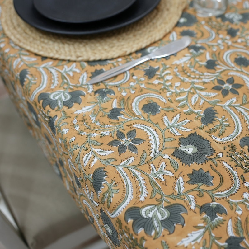  Mustard Vine Table Cover – Warm Tones for a Cozy Dining Mood, kundanvan, Mustard, 72" W x 140" L