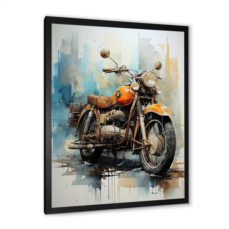 Voyage en moto surréelle sur toile, H 40 po x l 30 po x P 1,5 po, Cadre simple noir