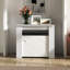 Console extensible Brigg 118,50 po, finition en marbre blanc et carton gris, console polyvalente pour salle à manger multifonctionnelle 120,13 po x 36,03 po, blanc et essentiel pour la décoration intérieure