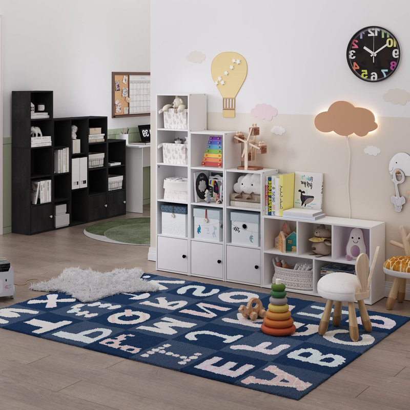 Bibliothèque à 3 niveaux avec armoire à une porte, Bois noir