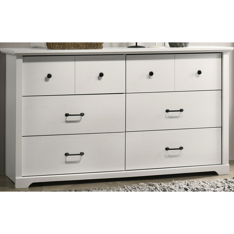 Commode 6 tiroirs avec poignées Elara, Blanc