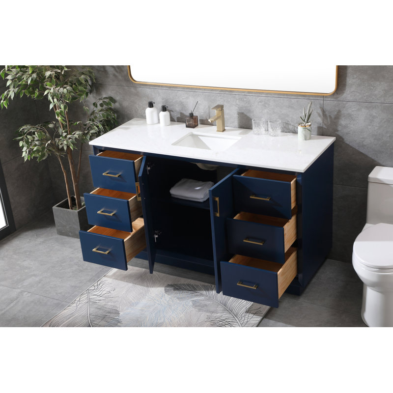 Meuble-lavabo simple 60 po noir, Bleu