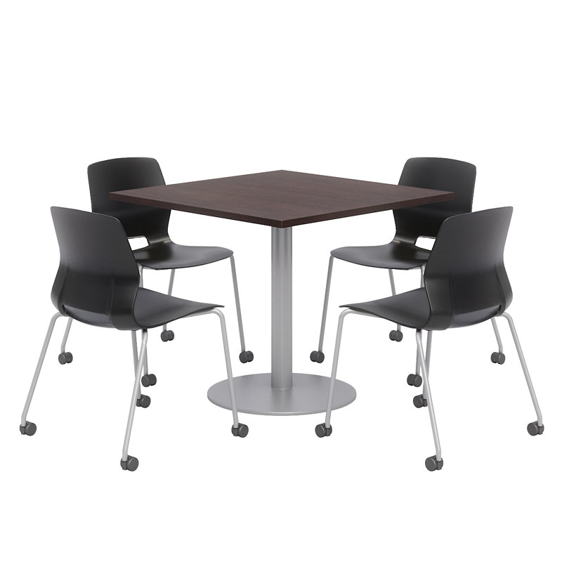 Ensemble de table de salle à manger carrée 36 po et chaises, H 29 po x L 42 po x P 42 po, Espresso, Noir, noir, noir, noir