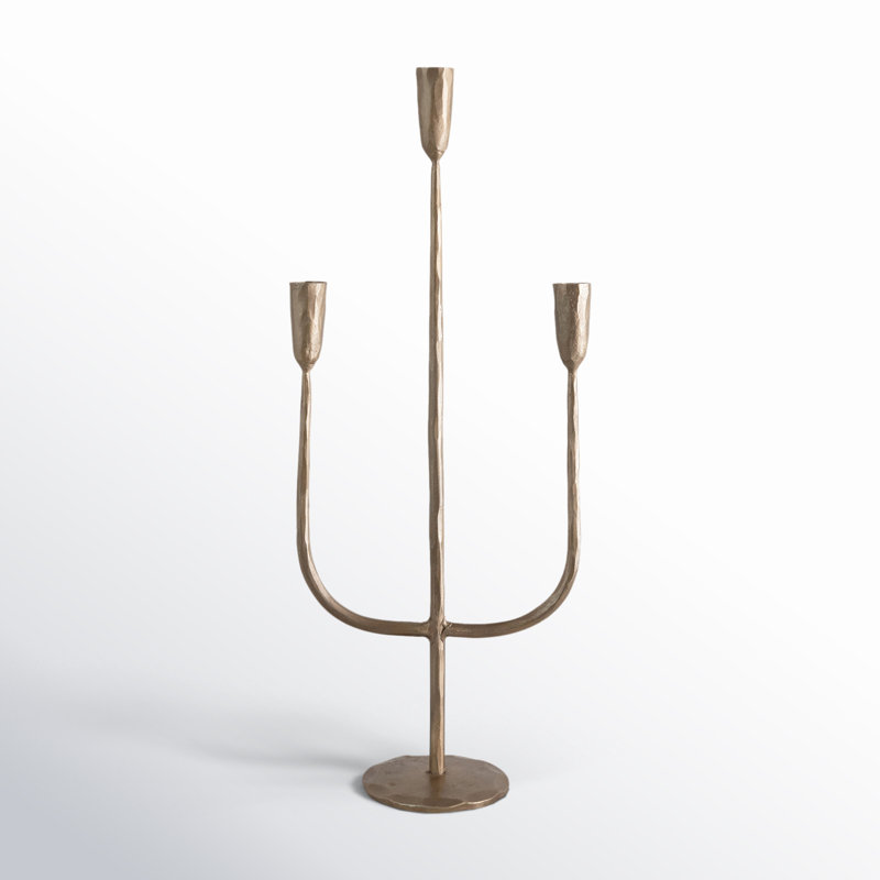 21.5" Iron Tabletop Candelabra, Antique Brass
