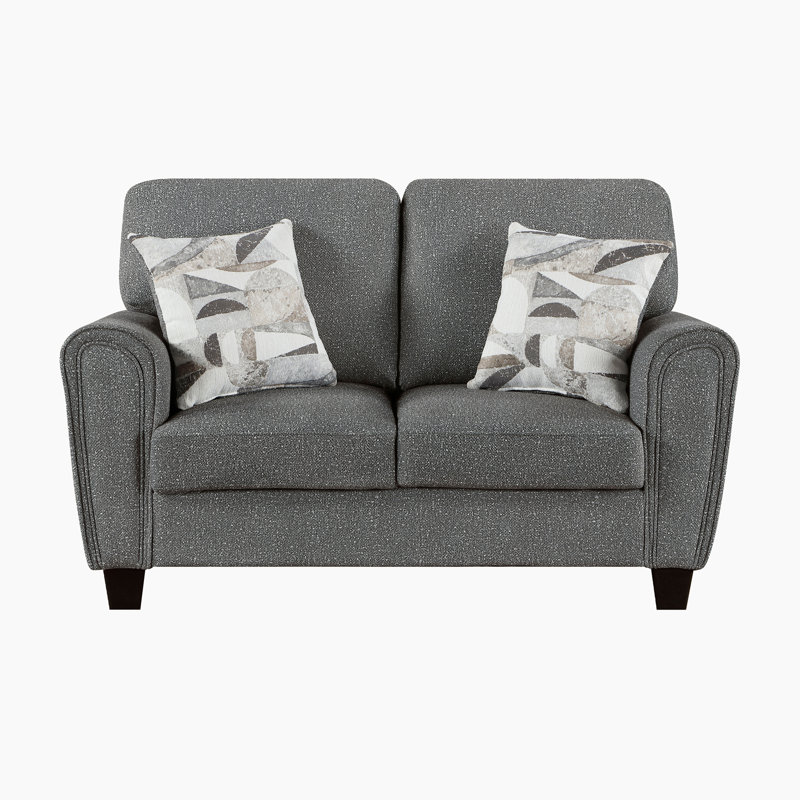 Causeuse 62,5 po en chenille moderne et contemporaine avec coussins de dossier réversibles et coussins décoratifs inclus