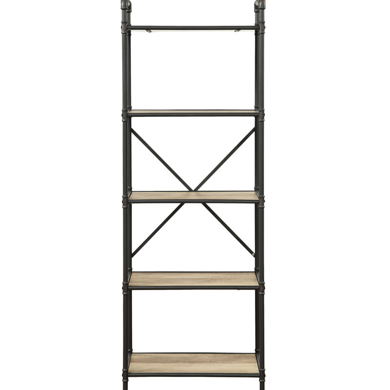 5 Bookcase In Industrial Look With Antique Oak And Sandy Grey Finish Versatile For Home Use