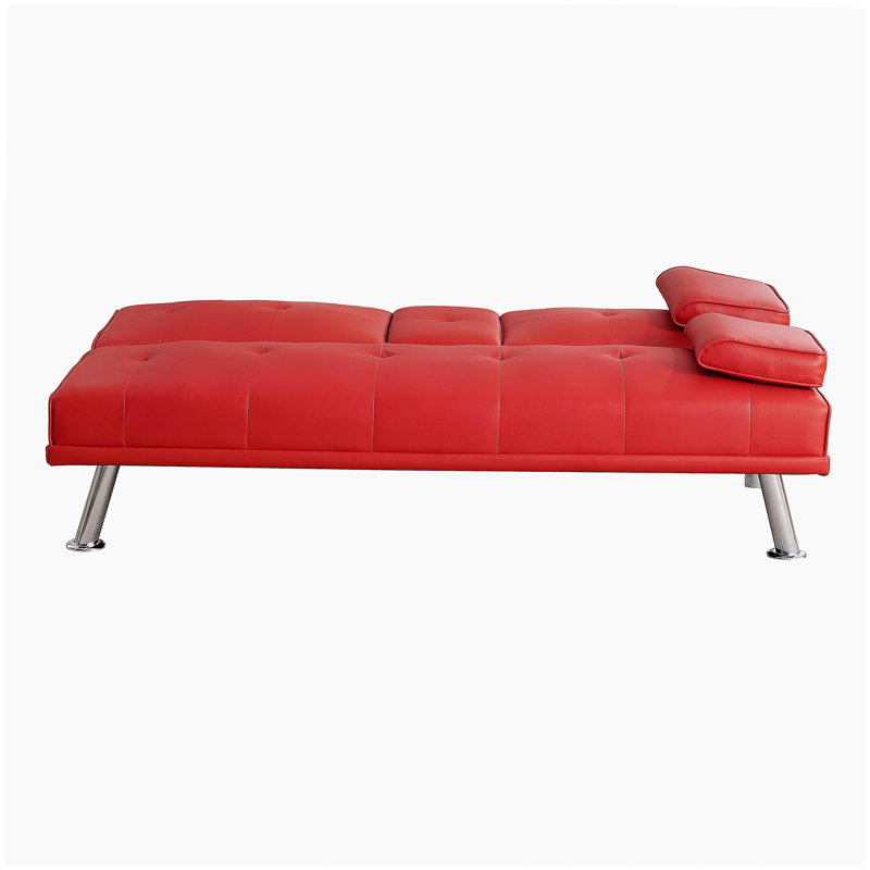 Canapé-lit pliant double en cuir rouge 67 po avec table basse 67 pouces