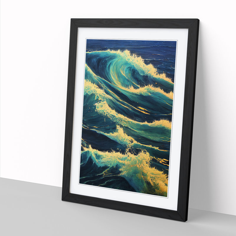 Moody Ocean Wave Vol.2 - Picture Frame Print, Black, 64cm H x 46cm W x 2cm D