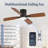Cissline 52" Modern Black Flush-Mount Ceiling Fan with Light & Remote/App Control for Bedroom & Living Room-980031878-980031896