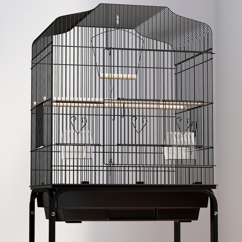49" Large Rolling Bird Cage Cockatiel Play House Perch Swing Black