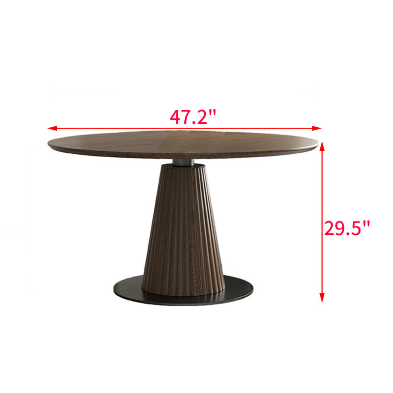 Egidia Ash Round Solid Wood Top Dining Table, 29.5"H x 47.2"L x 47.2"W