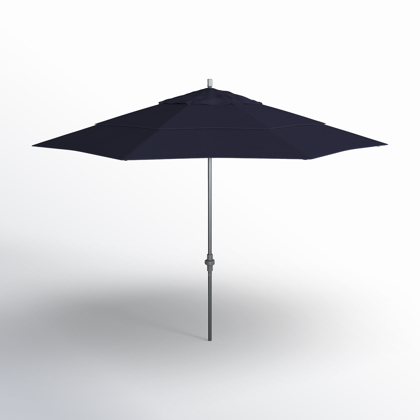 Ohara 132'' Market Umbrella, Navy Blue- Olefin, Hammertone Gray