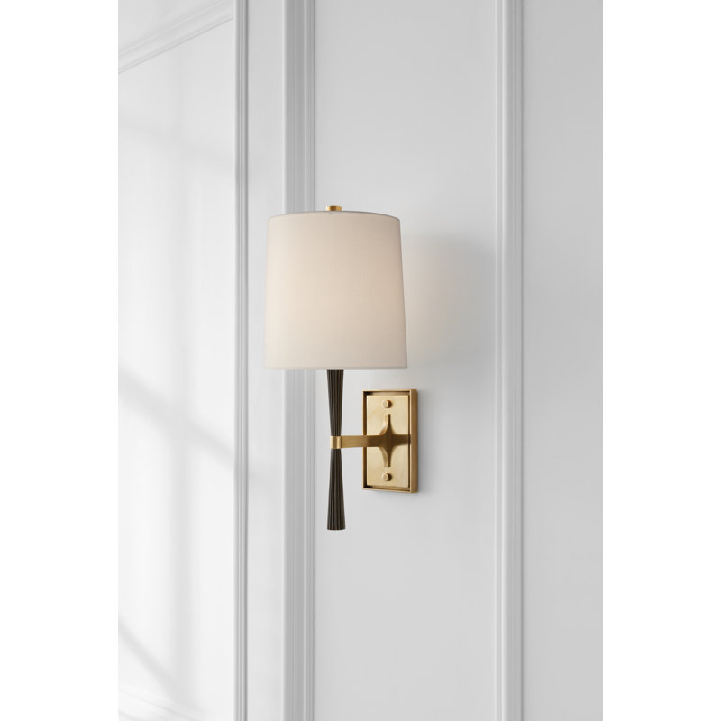 Barbara Barry Refined Rib Sconce, Ebony Resin/Brass