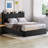 Queen Bed Frame with Lift Up Storage, Upholstered Velvet Bed with Storage Headboard, Metal Platform Bed, Hydraulic Support, No Box Spring Needed, Black-1193854064-1193854071