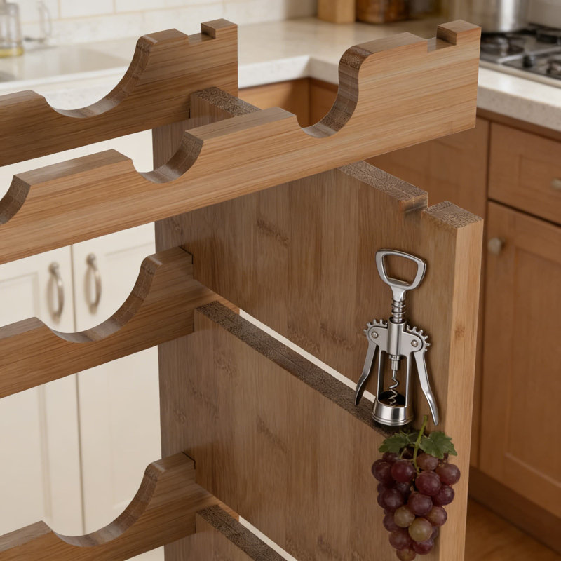 Support à vin empilable en bois avec capacité de 36 bouteilles, conception modulaire à 4 niveaux pour un rangement sécurisé et une présentation peu encombrante