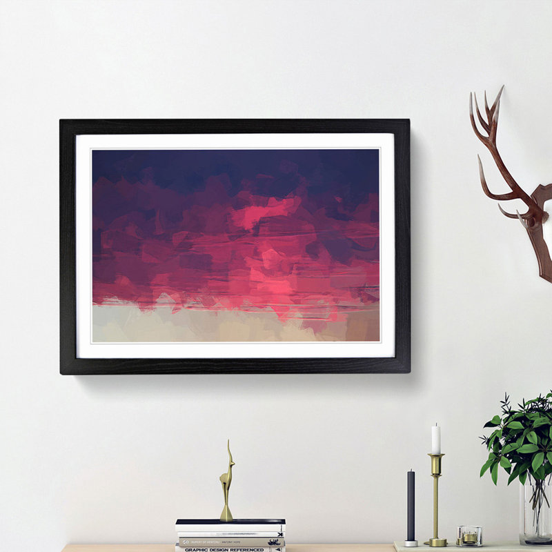 Burning Clouds in Abstract - Picture Frame Graphic Art Print, 48cm H x 65cm W x 2cm D, Black Framed