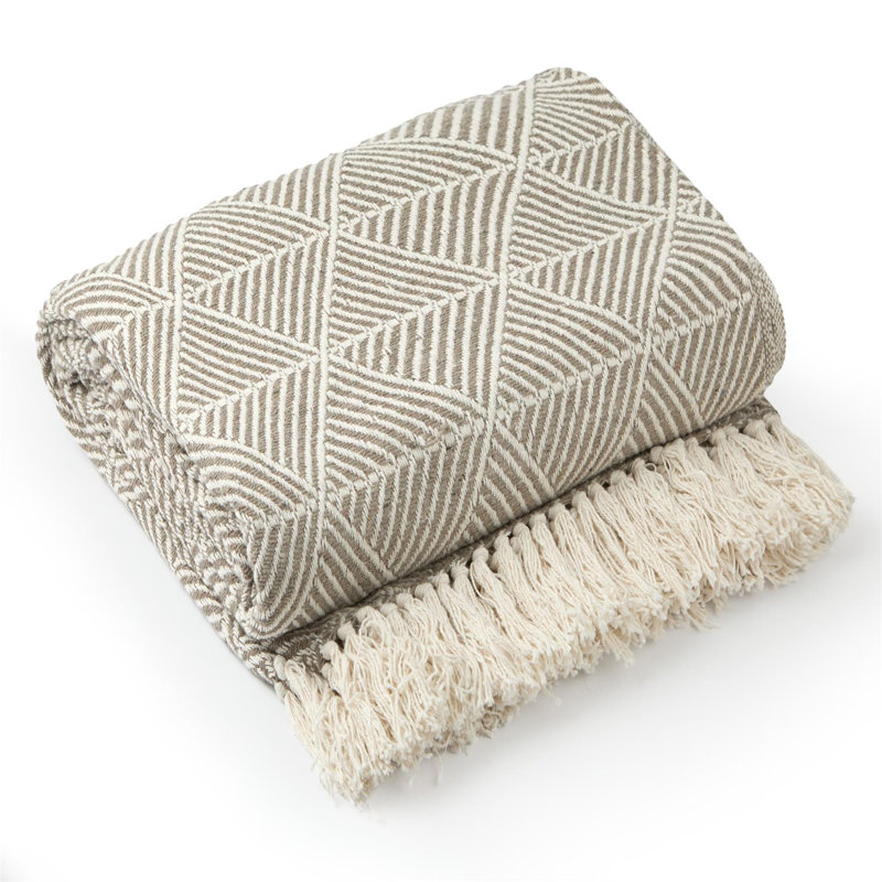  Zahra Blanket/Throw For Sofa Chair Bed Ochre, 254cm x 178cm, Beige