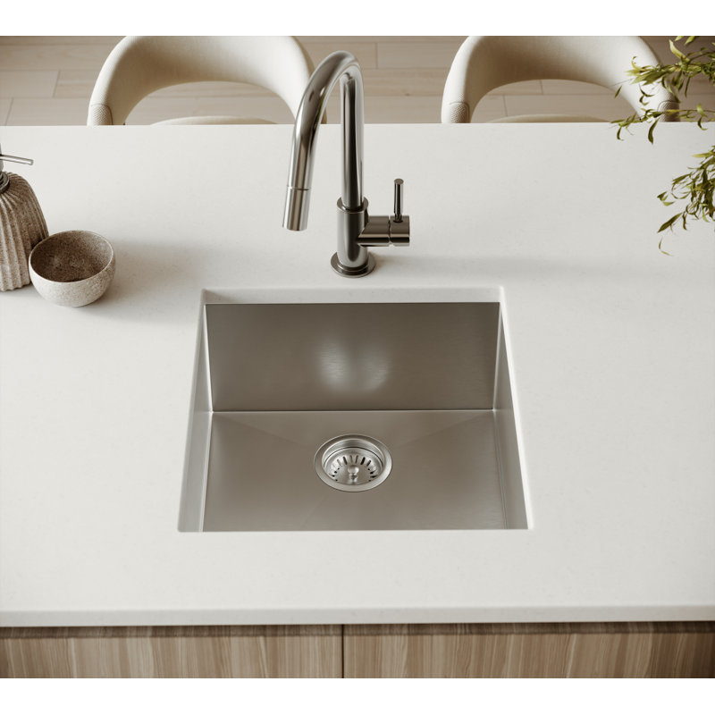 Cantrio KSS-1920-0 Évier de cuisine simple sous plan en acier inoxydable 304 calibre 18 de 19 po