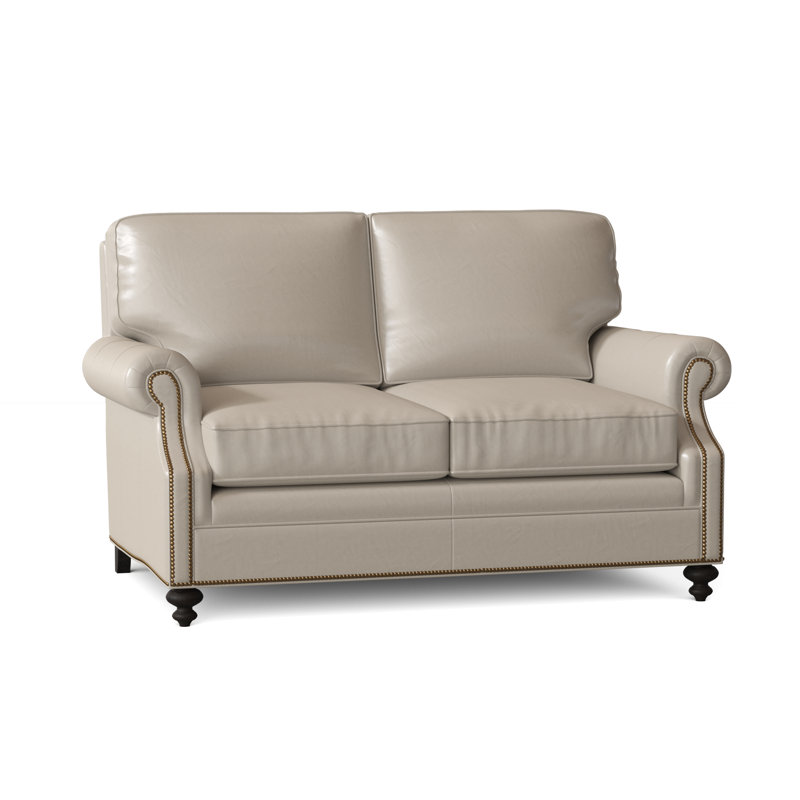 West Haven Leather Loveseat, Outsider Raven Genuine Leather, Cobblestone, #9 French Natural