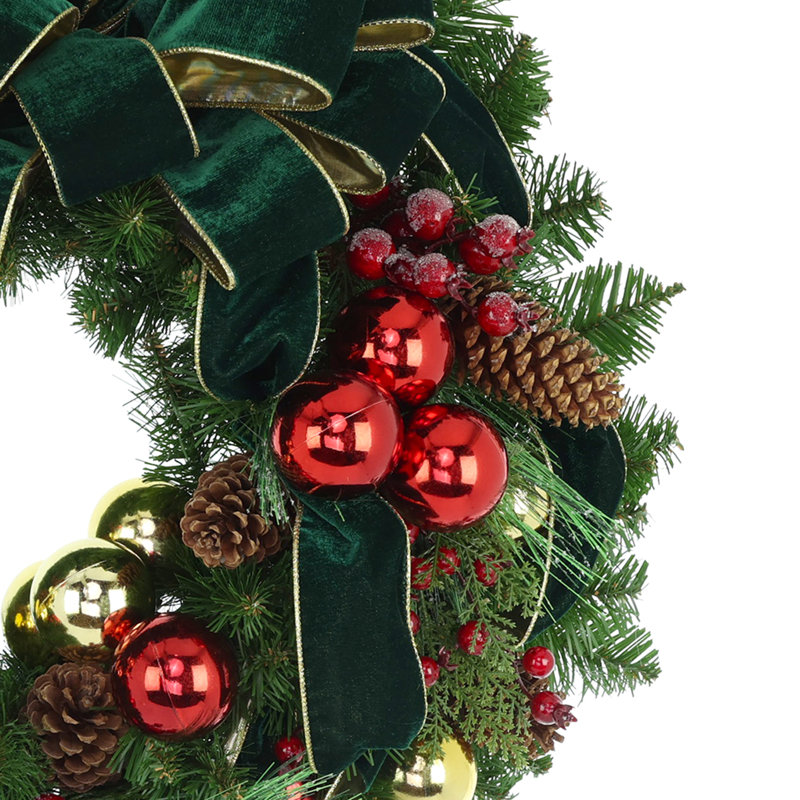 26'' Holiday Wreath with Ornaments, Berries and Pinecones