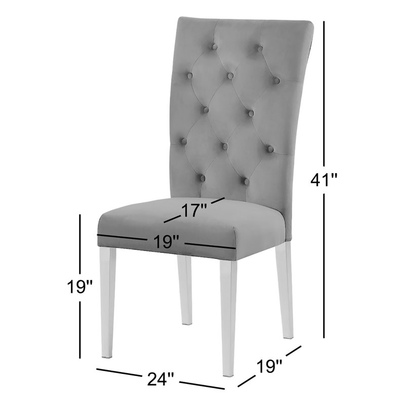 Chaise parsons en velours capitonné Devender, Bleu