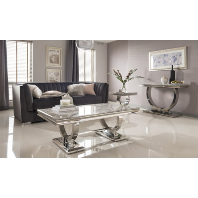 Arete Marble Top Living Room Table Set