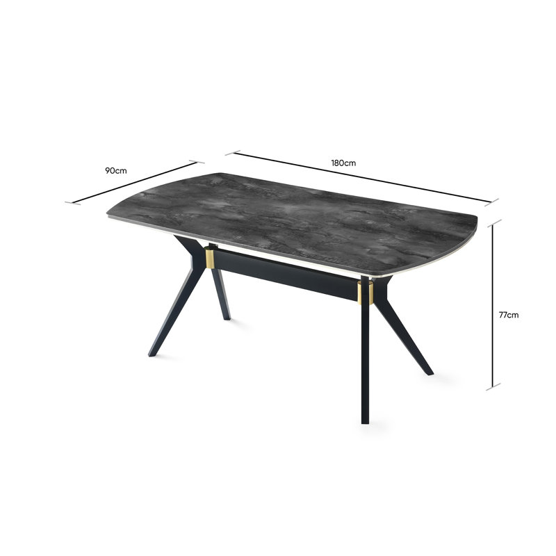 Adelgunde Solid Wood Base Dining Table, Black, Grey