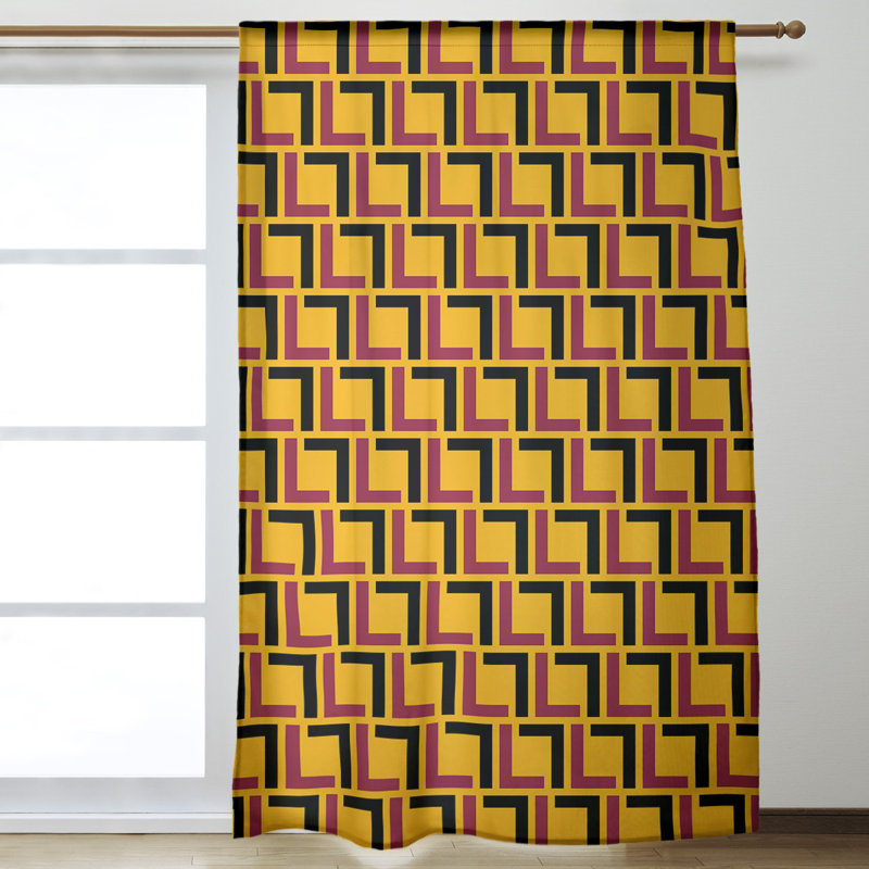 Rideau occultant et isolant avec passe-tringle Luxury, Foucault rouge / blanc / jaune