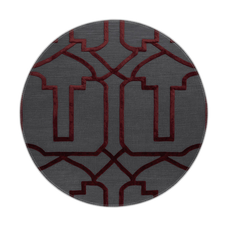 Trellis Gray Indoor and Outdoor Area Rug, Round 5'