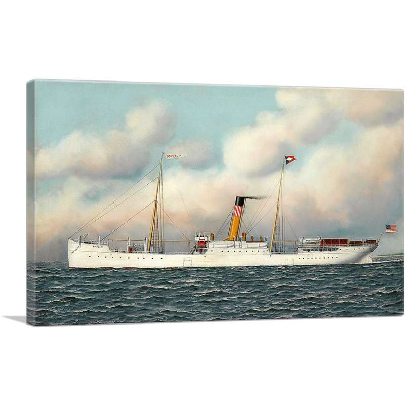 «The Steam Ship S.S. Anselm Outward Bound» par Antonio Jacobsen, reproduction sur toile tendue, H 26 po x l 40 po x 1,5 po