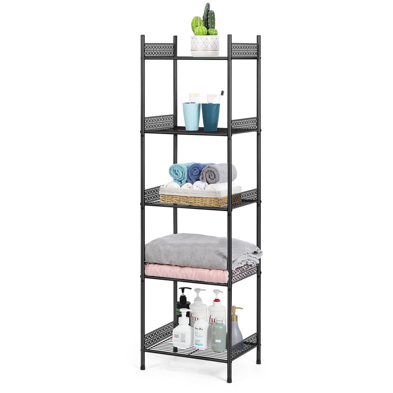 Étagère de rangement à 5 niveaux pour salle de bain, étagère grillagée robuste