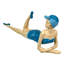 Figurine en résine peinte à la main, style pin-up rétro côtier, à pois bleu Égée, 33,7 cm de large