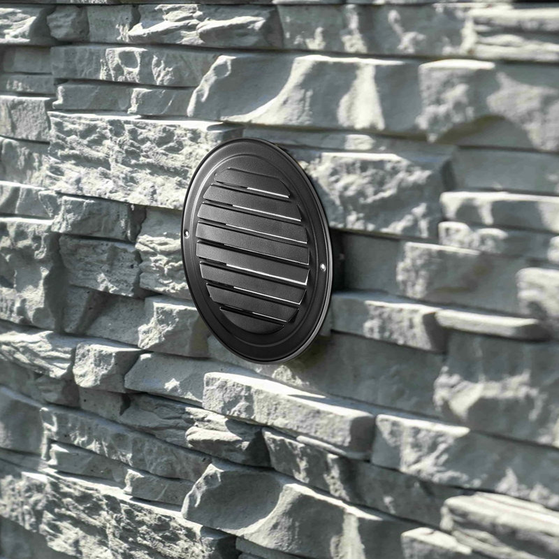 Couvercle d'évent mural rond en acier inoxydable noir, H 8,2 po x l 8,2 po x P 2,68 po