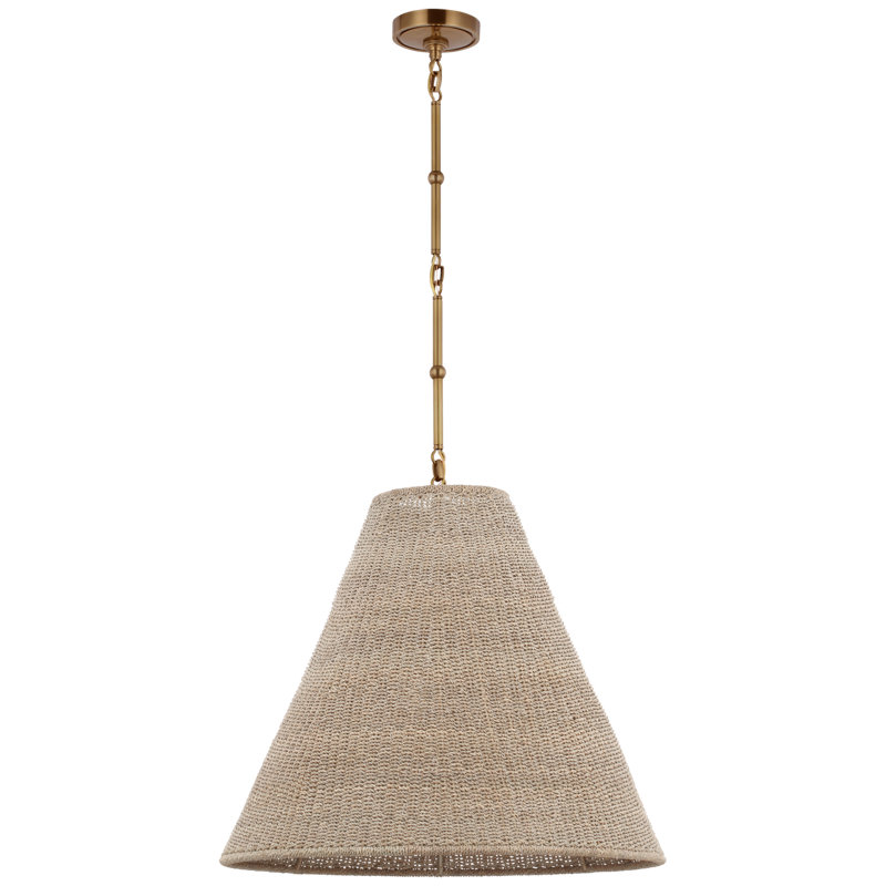 Goodman Pendant by Thomas O'Brien, Hand Rubbed Antique Brass, Ash, 22.75" H x 24" W x 24" D
