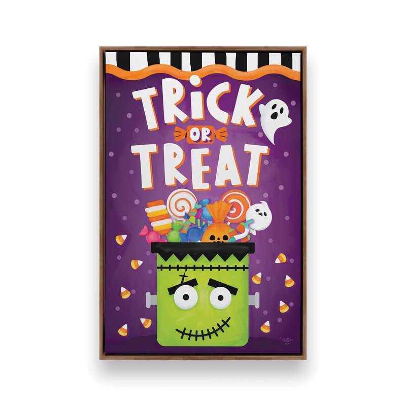 «Trick or traiter» par Mollie B., reproduction d'art, Framed Canvas, 24 W x 36 H, Brown