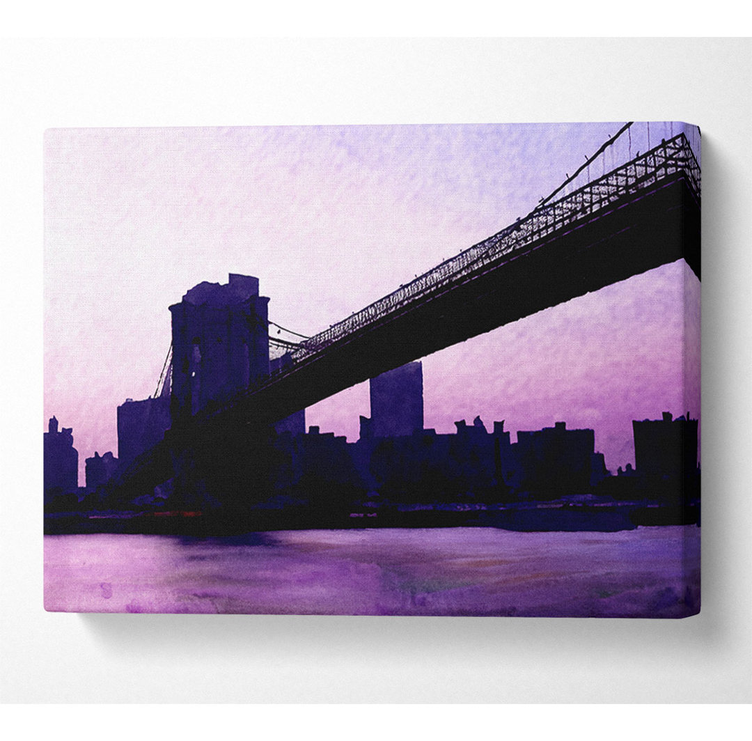 Brooklyn Bridge Purple Hue - Kunstdrucke auf Leinwand