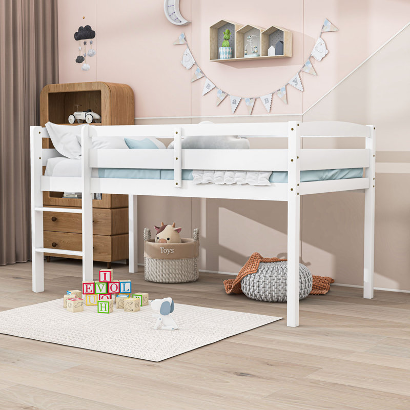 Eriqua Twin Size Wood Loft Bed, White