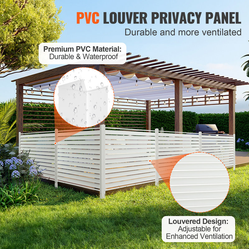 White Vinyl Privacy Fence Panels with Galvanized Metal Stakes