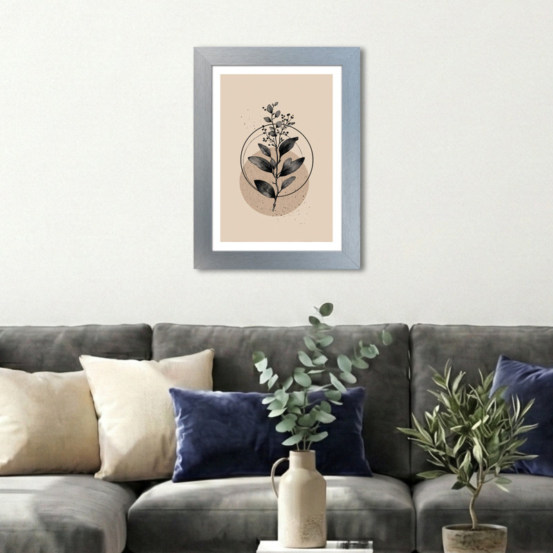 Eucalyptus Botanical Wall Art Illustration, Scandinavian Minimalist Home Decor Giclee Art Print on Neutral Beige, Elegant Nordic Emblem 1 Piece Wall Art
