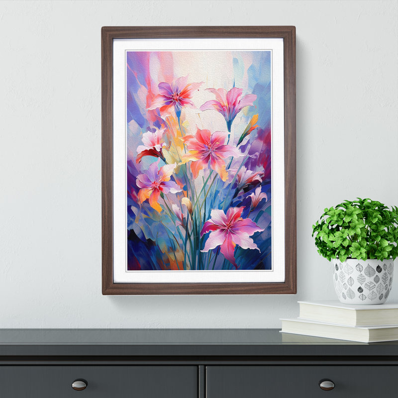 Wildflowers Futurism - Framed Print, 46cm H x 34cm W x 2cm D, Walnut 