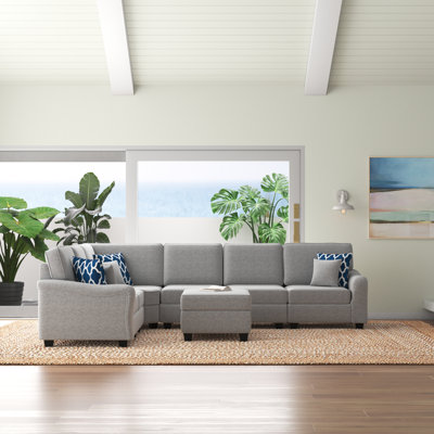 Beulah 124'' Wide Reversible Modular Corner Sectional with Ottoman